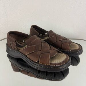 BORN 90s Womens Brown Leather Summer Open Toe Chunky Platform Fisherman Sandals
